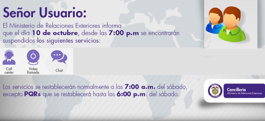 Indisponibilidad de servicios del Centro Integral de Atención al Ciudadano (CIAC) entre el viernes 10 y el sábado 11 de octubre