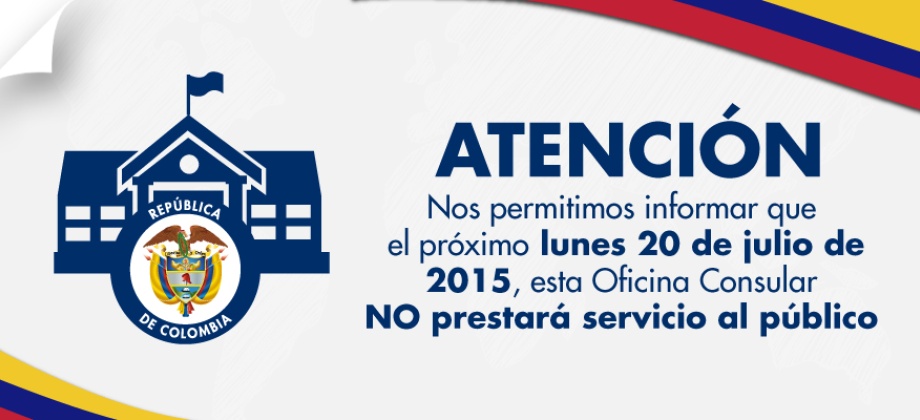 Configurar Lunes 20 de julio: NO se prestará servicio al público en este Consulado 