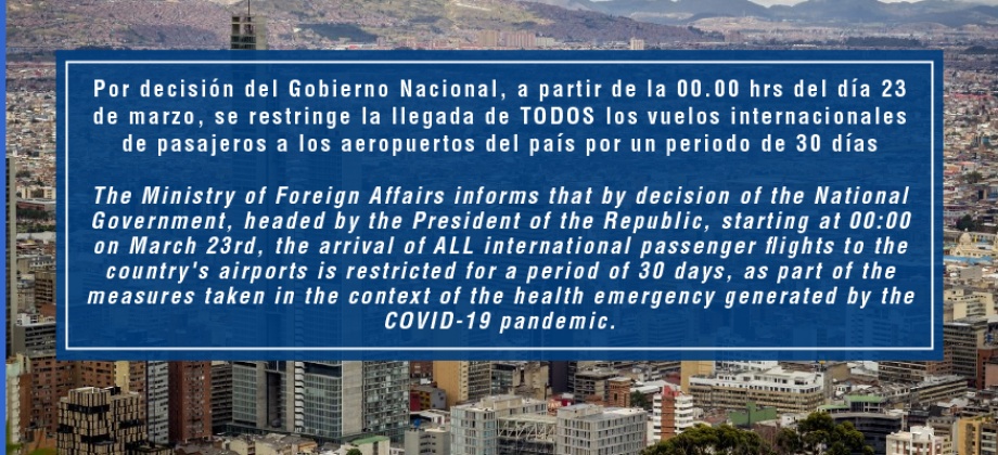 “Voy a tomar la decisión de, por un periodo de 30 días, suspender el ingreso de viajeros internacionales a Colombia”: Presidente Duque