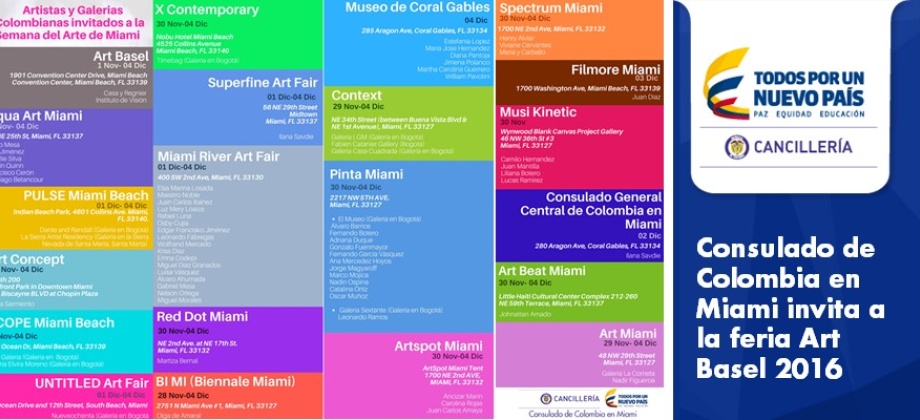 Consulado de Colombia en Miami invita a la feria Art Basel