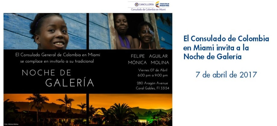 El Consulado de Colombia en Miami invita a la Noche de Galería el 7 de abril