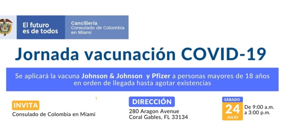 En la sede del Consulado de Colombia en Miami se realizará la  jornada 