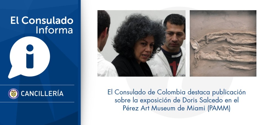 El Consulado de Colombia destaca publicación sobre la exposición de Doris Salcedo en el Pérez Art Museum de Miami (PAMM)