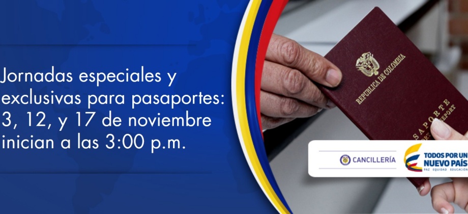 El Consulado de Colombia en Miami realizará jornadas extendidas para el trámite de Pasaporte los días 3, 7, 12 y 17 de noviembre