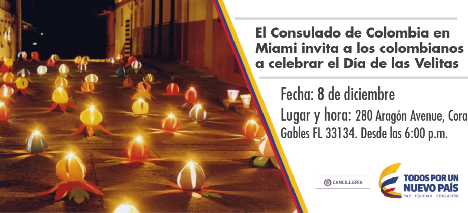 El Consulado de Colombia en Miami invita a compartir la noche de velitas