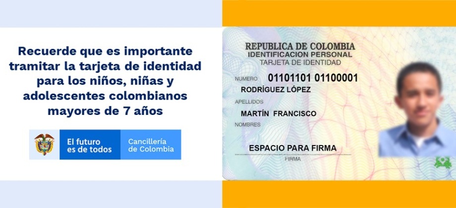 Recuerde que es importante tramitar la tarjeta de identidad para los niños, niñas y adolescentes colombianos mayores de siete años