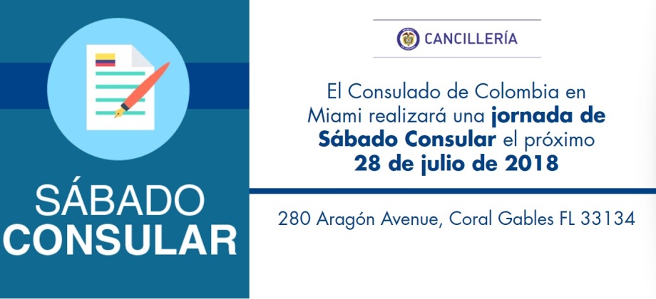 Consulado de Colombia en Miami realizará una jornada de Sábado Consular el próximo 28 de julio de 2018