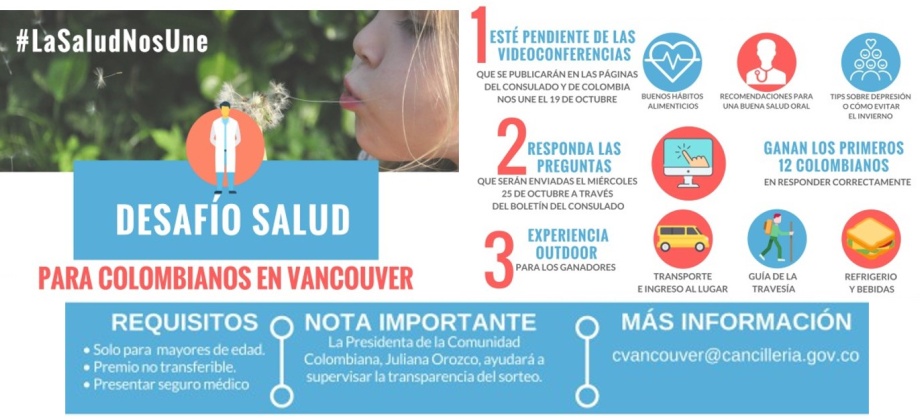El Consulado de Colombia en Vancouver invita a participar en el ‘Desafío Salud’