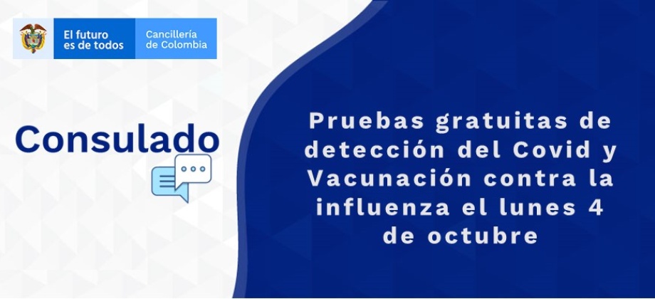 Pruebas gratuitas de detección del Covid y Vacunación contra la influenza el lunes 4 de octubre