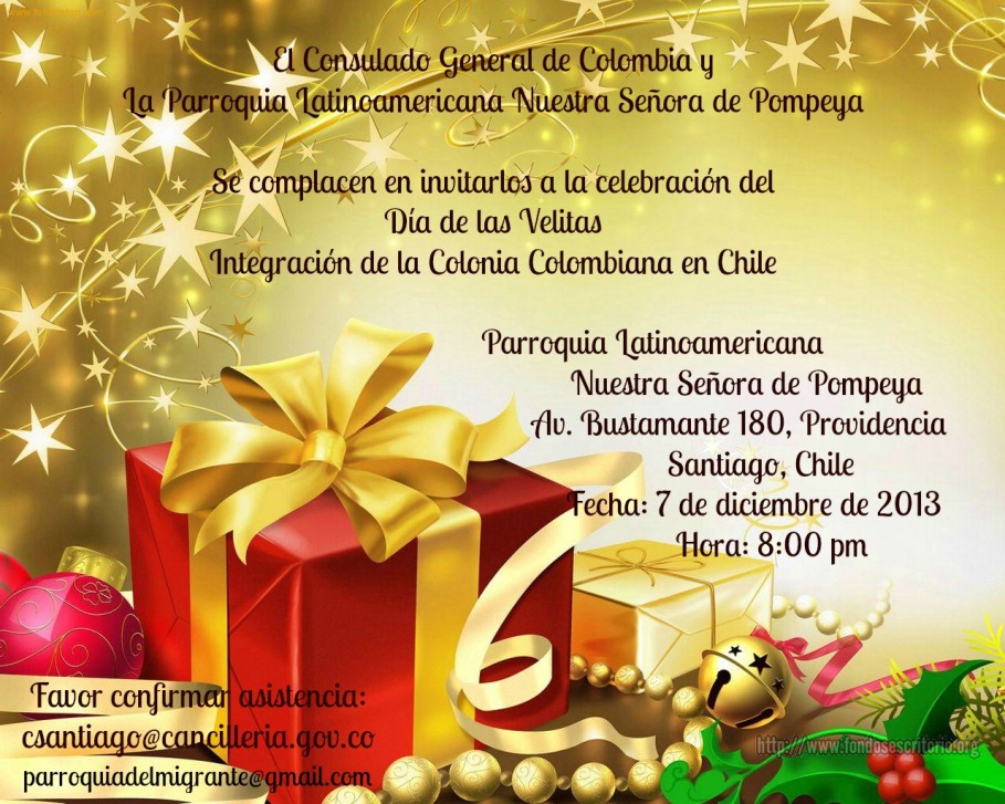 El Consulado de Colombia en Chile invita a los connacionales a celebrar el día de las velitas