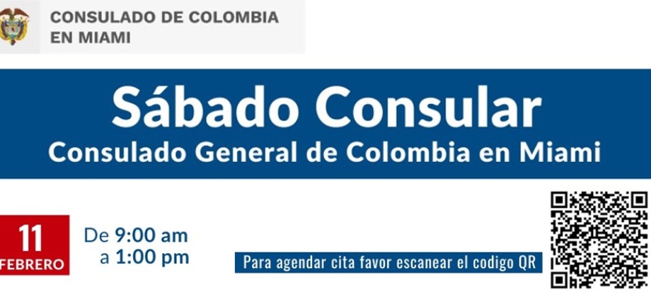 Este 11 de febrero jornada de Sábado Consular en la sede del Consulado de Colombia en Miami