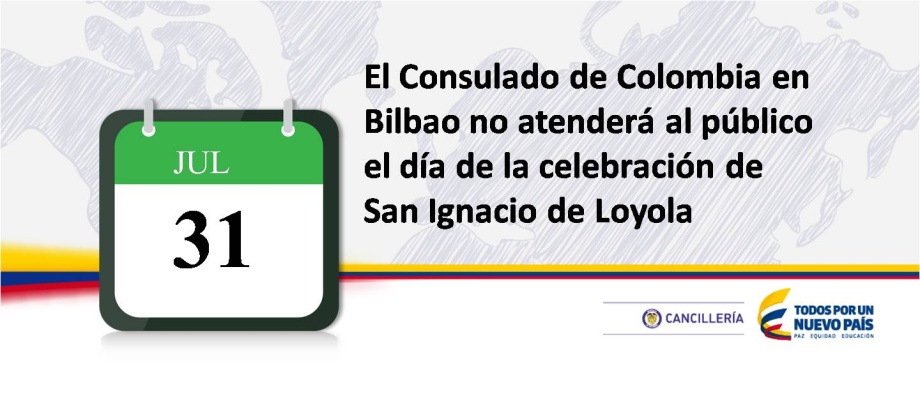 El Consulado de Colombia en Bilbao no tendrá atención al público el 31 de julio