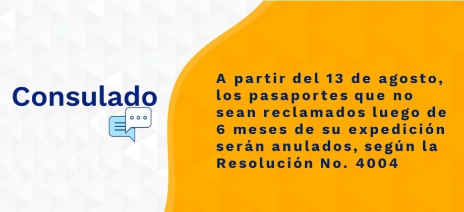 A partir del 13 de agosto, los pasaportes que no sean reclamados luego de 6 meses de su expedición serán anulados, según la Resolución No. 4004