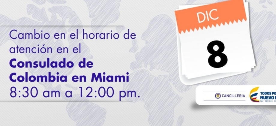 Consulado de Colombia en Miami cambia horario de atención