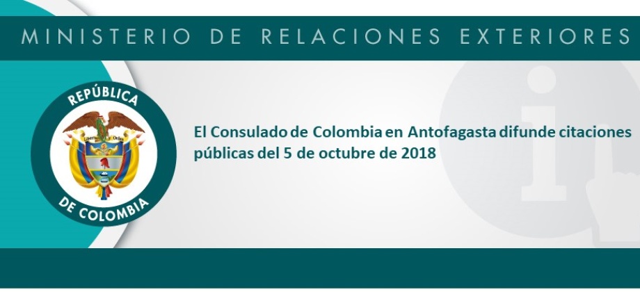 El Consulado de Colombia en Antofagasta difunde citaciones públicas del 5 de octubre 