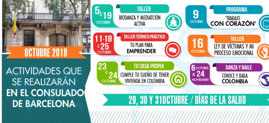 Consulado en Barcelona publica las actividades programadas para octubre de 2018