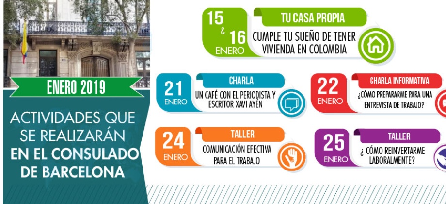 El Consulado de Colombia en Barcelona informa las actividades que realizará en enero de 2019