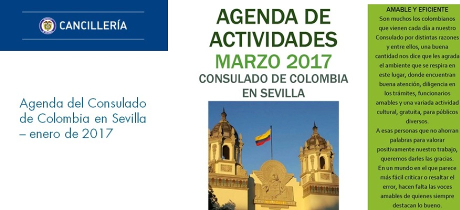 Agenda del Consulado de Colombia en Sevilla 