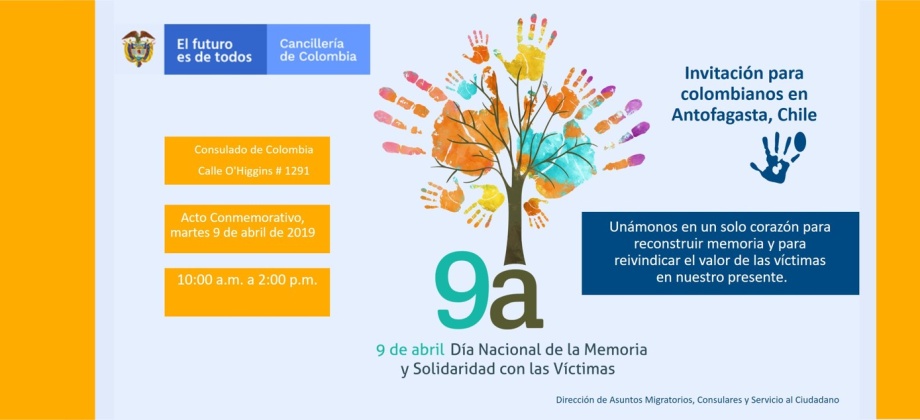 El Consulado de Colombia en Antofagasta invita a la conmemoración del Día Nacional de la Memoria y la Solidaridad con las Víctimas