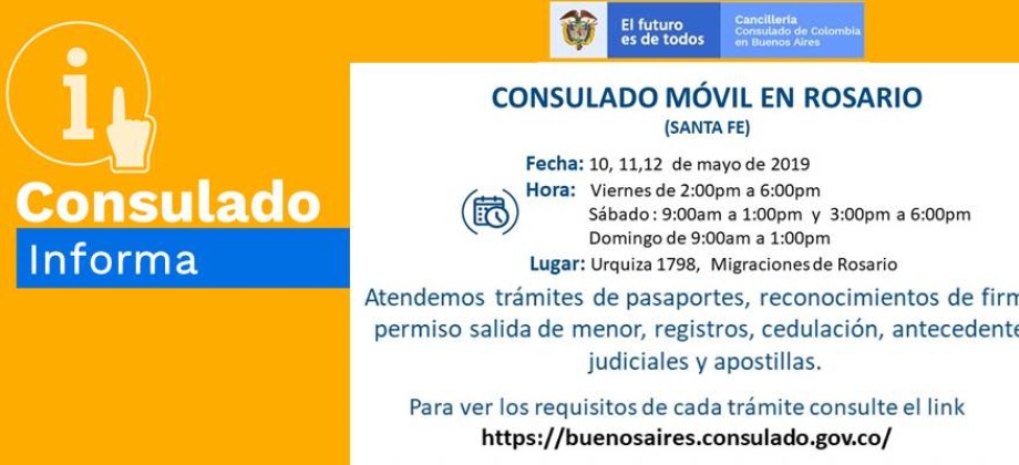 Colombia realizará Consulado Móvil en Rosario