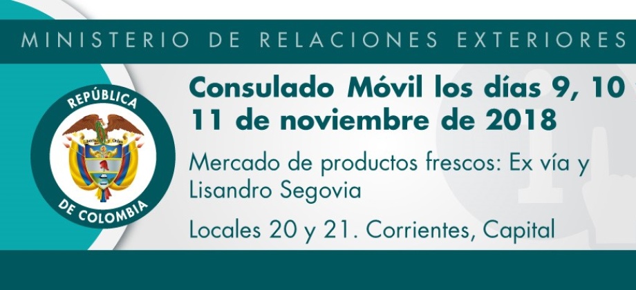 Consulado Móvil los días 9, 10 y 11 de noviembre de 2018 en Corrientes, Capital