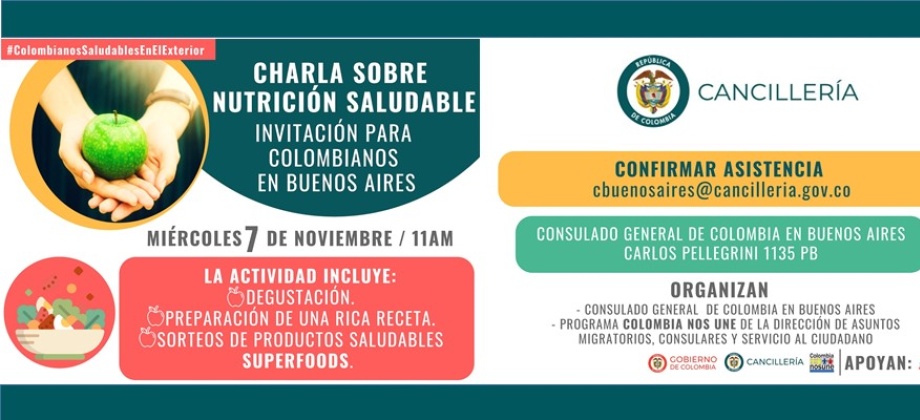 Consulado en Buenos Aires invita a charla sobre nutrición saludable