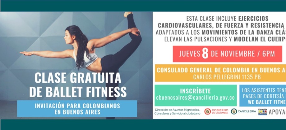 Consulado en Buenos Aires invita a clase gratuita de ballet fitness