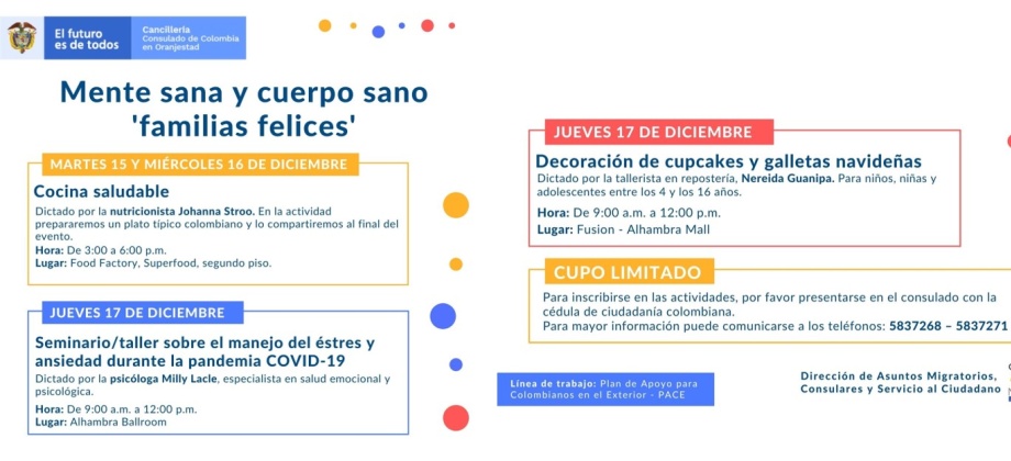 Consulado de Colombia en Aruba invita a las actividades programadas para diciembre de 2020
