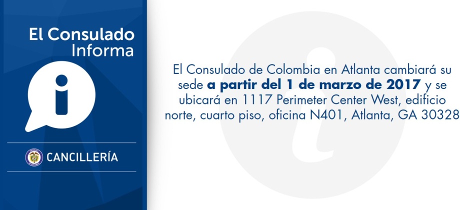 El Consulado de Colombia en Atlanta cambiará su sede a partir del 1 de marzo de 2017
