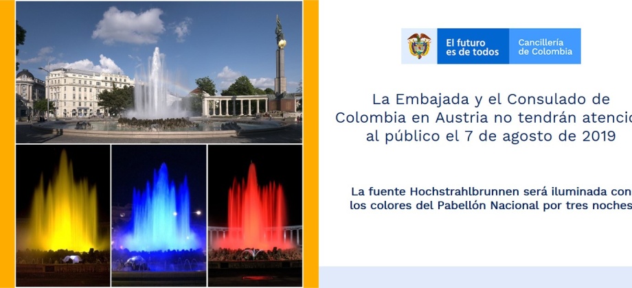 La Embajada y el Consulado de Colombia en Austria no tendrán atención al público el 7 de agosto de 2019