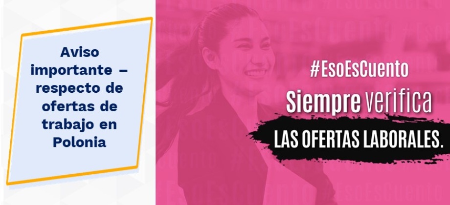 Aviso importante – respecto de ofertas de trabajo en el país