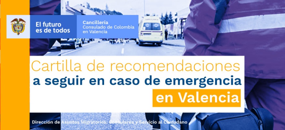 Cartilla de recomendaciones a seguir en caso de emergencia en Valencia