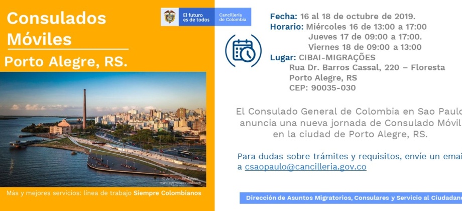 Imagen con los datos donde se realizará el Consulado Móvil