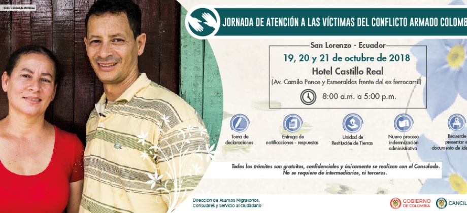 Jornadas Especiales de toma de declaración, notificación y orientación de la Ley de víctimas promovida por el Consulado de Colombia en Esmeraldas