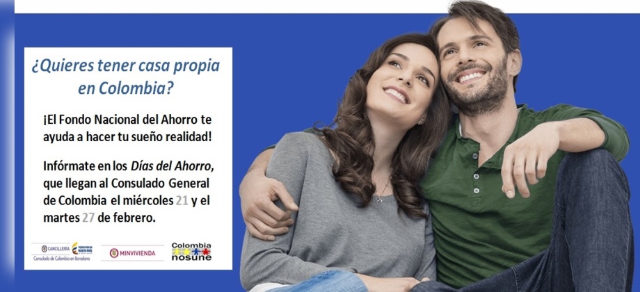 El Consulado de Colombia en Barcelona invita a los Días del Ahorro los días 21 y 27 de febrero de 2018