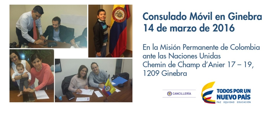 El Consulado de Colombia en Berna estará con su unidad móvil en Ginebra el 14 de marzo de 2016