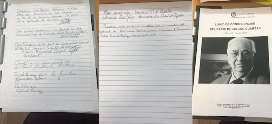 Carta de condolencias del Primer Ministro de Curazao, Eugene Rhuggenaath, por el fallecimiento del expresidente Belisario Betancur Cuartas