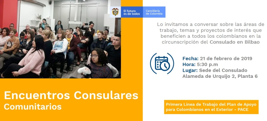 El Consulado de Colombia en Bilbao realizará el tercer encuentro consular comunitario, el 21 de febrero de 2019