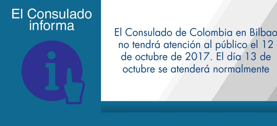 El Consulado de Colombia en Bilbao no tendrá atención al público el 12 de octubre de 2017