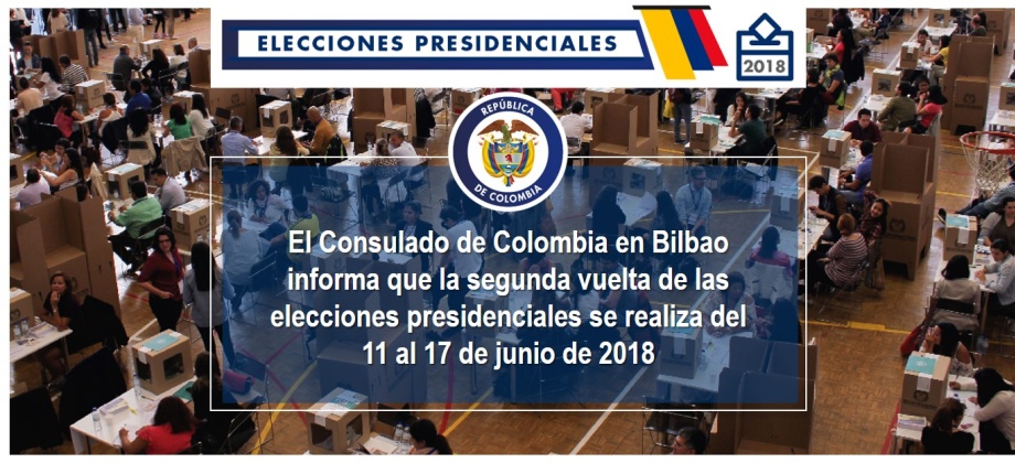 El Consulado de Colombia en Bilbao informa que la segunda vuelta de las elecciones presidenciales se realiza del 11 al 17 de junio de 2018