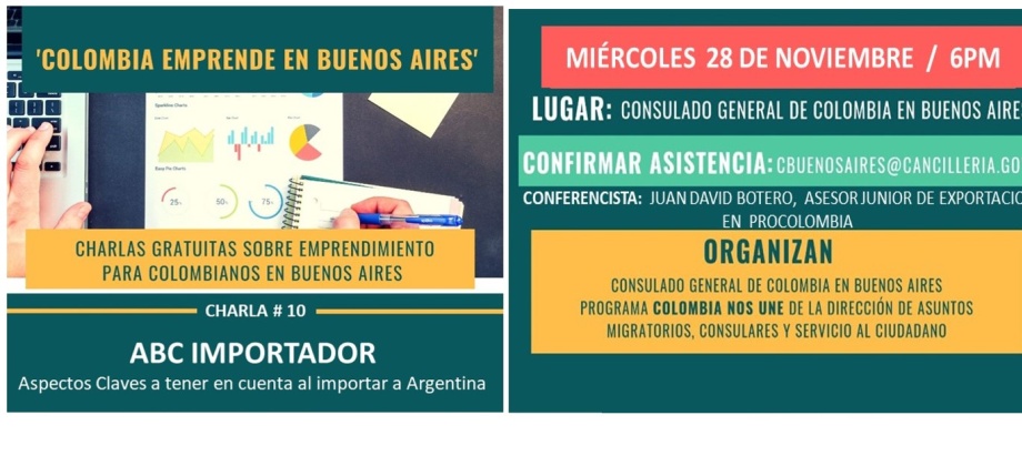 El Consulado de Colombia invita a la sesión 10 del ciclo de charlas Colombia emprende en Buenos Aires