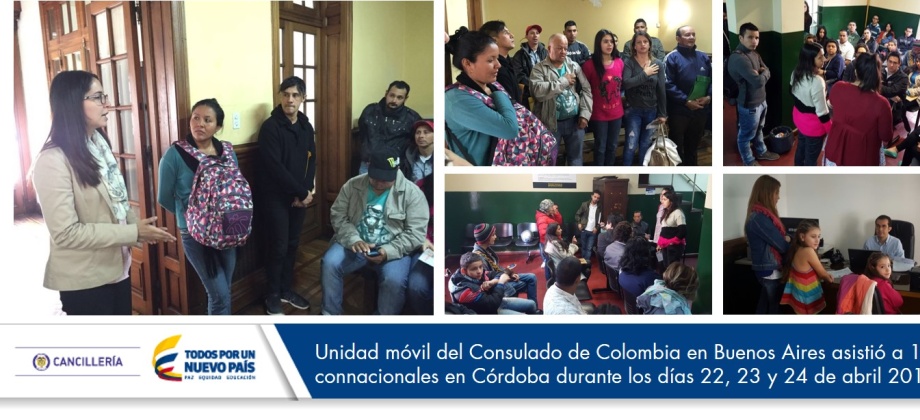 Unidad móvil del Consulado de Colombia en Buenos Aires asistió a 170 connacionales en Córdoba durante los días 22, 23 y 24 de abril 2016