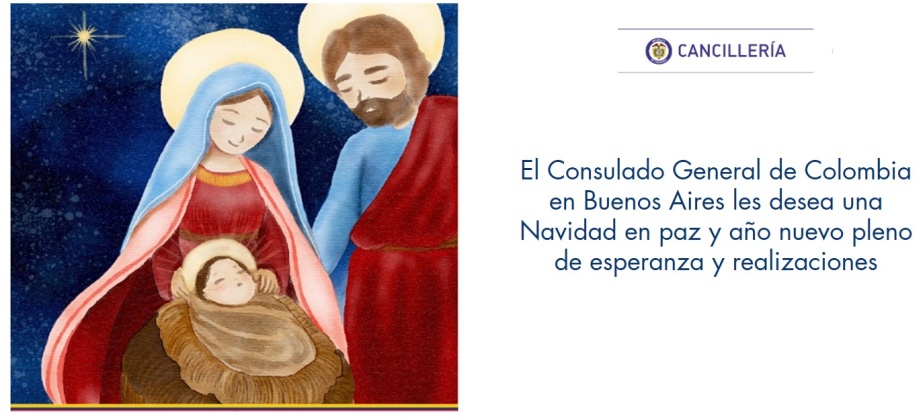 El Consulado General de Colombia en Buenos Aires les desea una Navidad en paz y año nuevo pleno de esperanza y realizaciones
