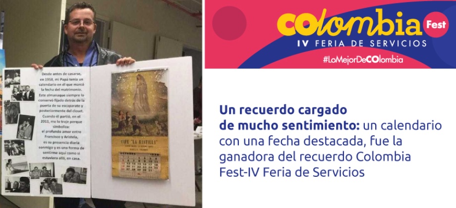Un recuerdo cargado de mucho sentimiento: un calendario con una fecha destacada, fue la ganadora del recuerdo Colombia Fest