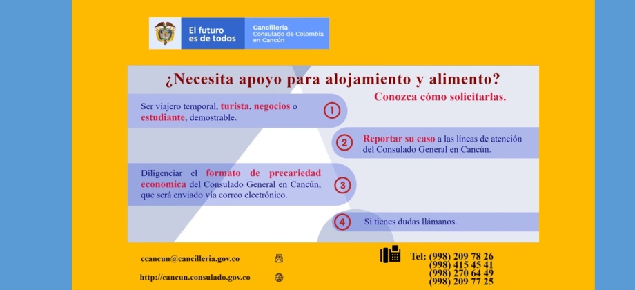 Entrega de apoyo de alimentos a nacionales colombianos en el sureste de México