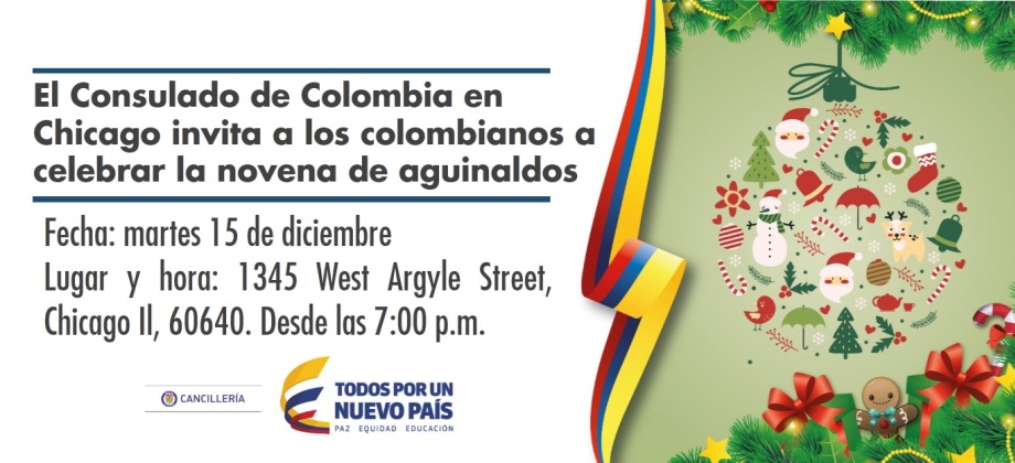 El Consulado de Colombia en Chicago invita a la novena de aguinaldos que se realizará el próximo 15 de diciembre
