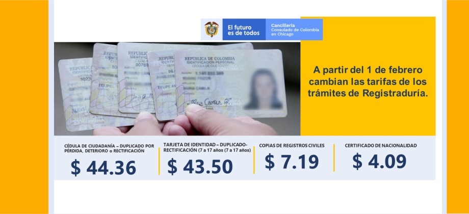 Desde este 1 de febrero cambian las tarifas para trámites como duplicado y rectificación, de cédula de ciudadanía y tarjeta de identidad, y copia de registro civil