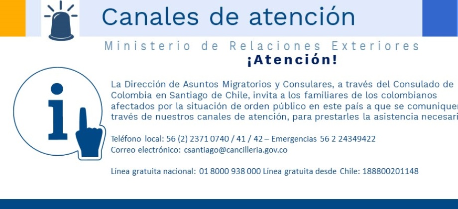 Respecto a colombianos afectados por situación de orden público en Chile