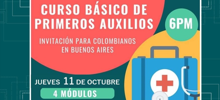 Colombianos en Buenos Aires inscríbase al “Curso básico de primero auxilios” del próximo jueves 11 de octubre  de 2018