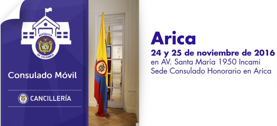 El Consulado de Colombia en Antofagasta estará con su unidad móvil en Arica, del 24 al 25 de noviembre de 2016
